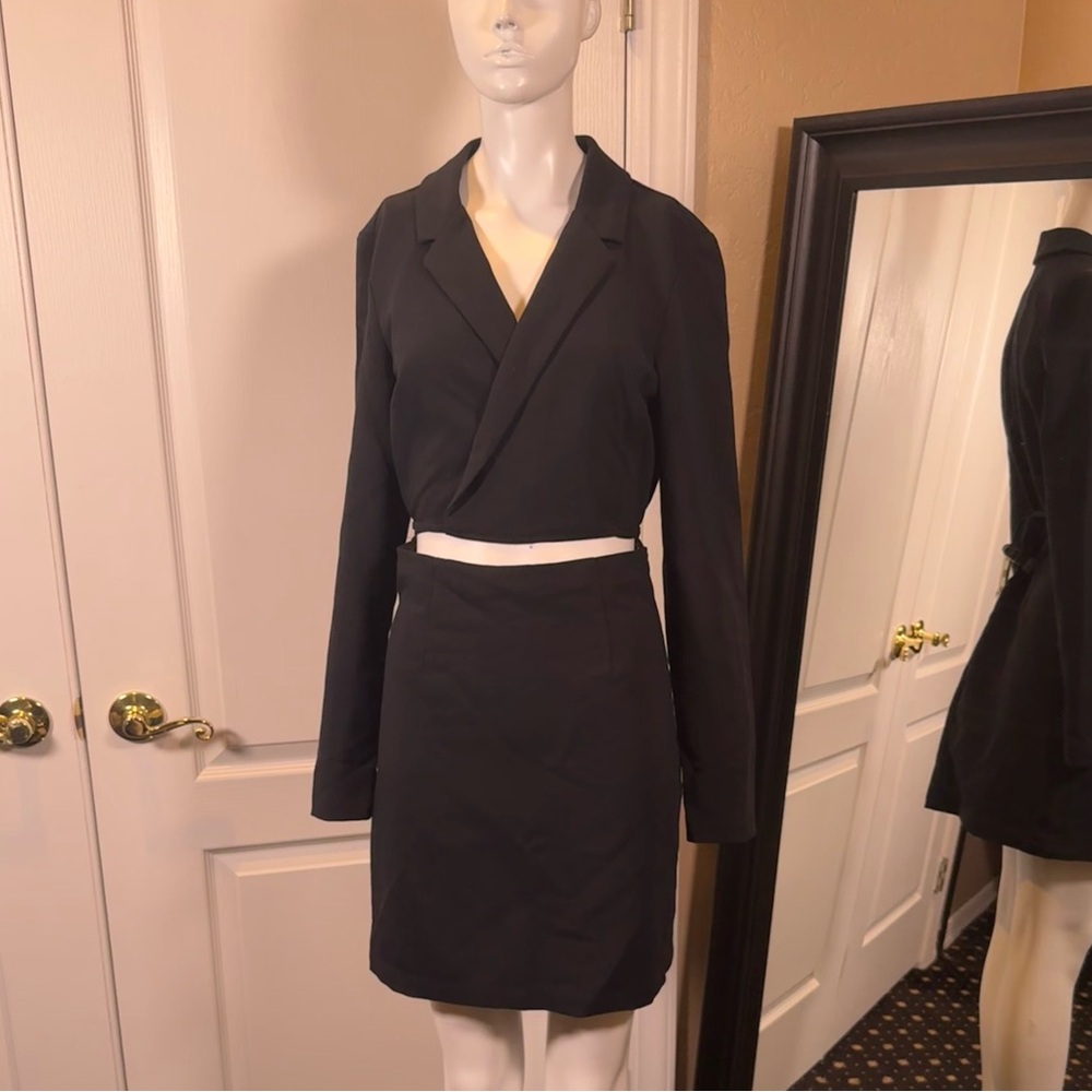 Abercrombie Blazer dress MT Black and White Wrap Skirt Knee-Length Work